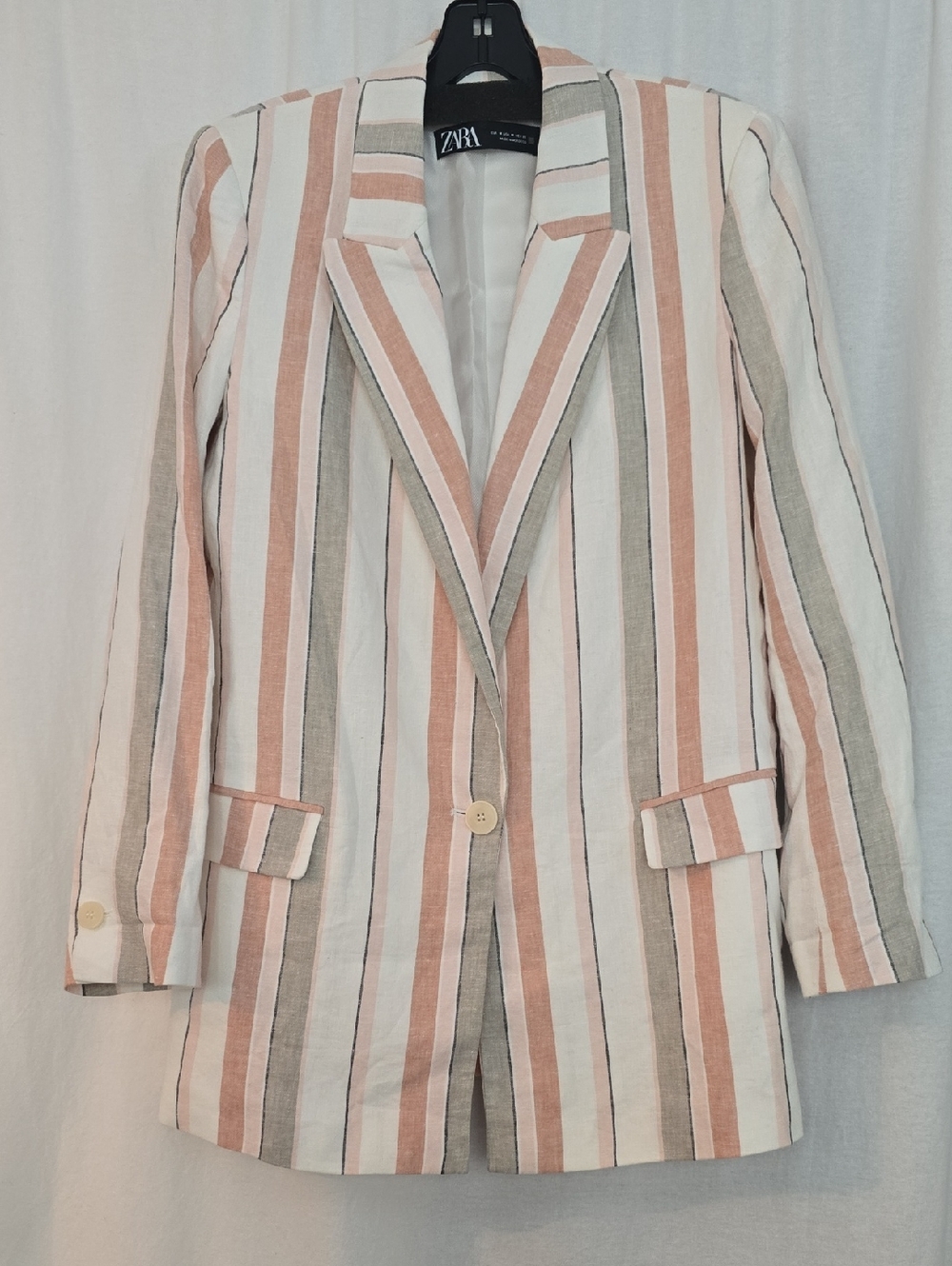 Beautiful Zara Linen Blend Striped Blazer Sz M